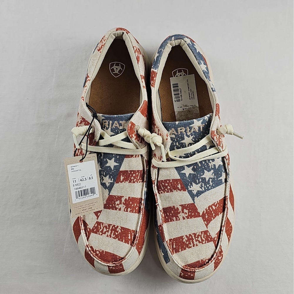 ARIAT Women's Casual Shoes Size 11 Hilo Shoe Distressed Flag Comfort Sneaker
